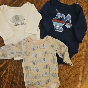Charming Elephant and Digger Bodysuit Trio